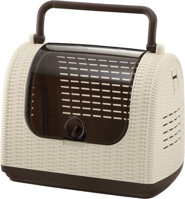 Show full view: Richell Faux Wicker Dog & Cat Carrier, Ivory slide 5 of 8
