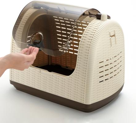 Show full view: Richell Faux Wicker Dog & Cat Carrier, Ivory slide 6 of 8