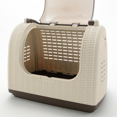 Show full view: Richell Faux Wicker Dog & Cat Carrier, Ivory slide 7 of 8