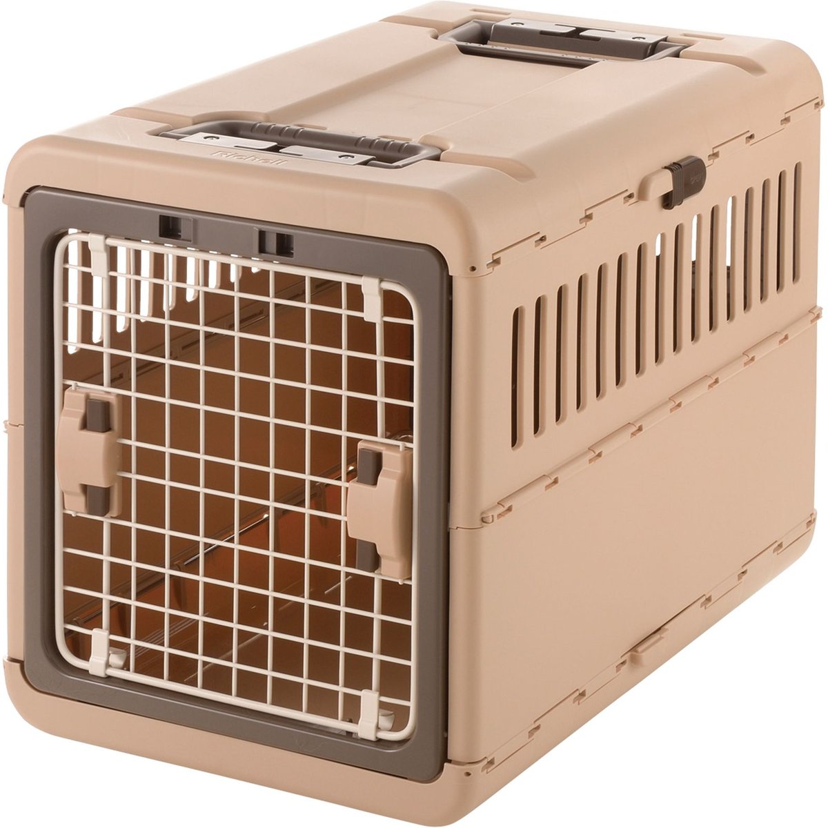 Richell Foldable Dog & Cat Carrier, Brown, Medium