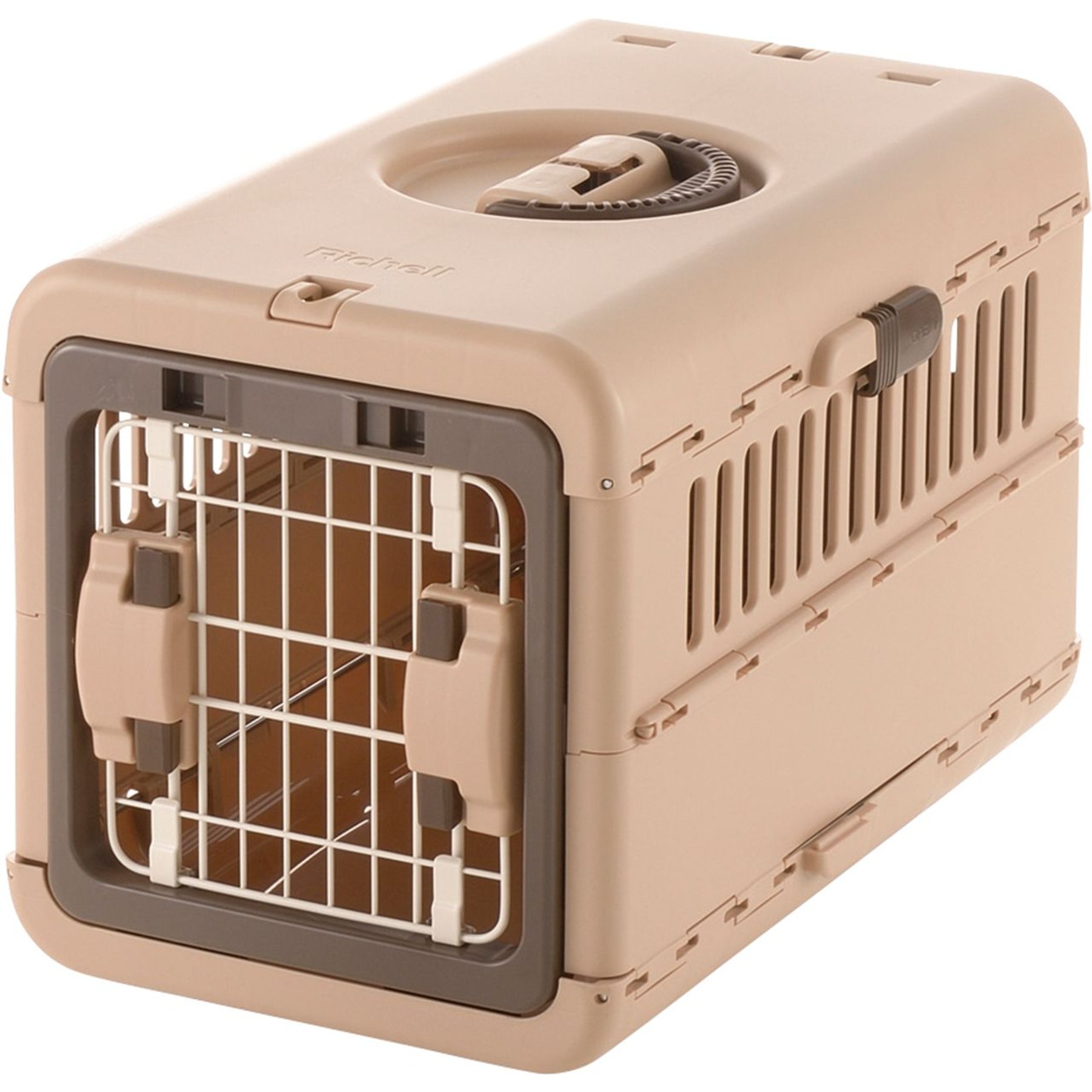Richell Foldable Dog & Cat Carrier, Brown, X-Small
