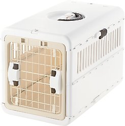 Richell Foldable Dog & Cat Carrier, White & Beige, Small