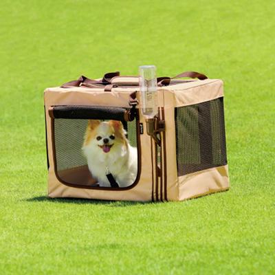Show full view: Richell Foldable Travel 3-Way Collapsible Soft-Sided Dog & Cat Crate, Tan, Small slide 3 of 11