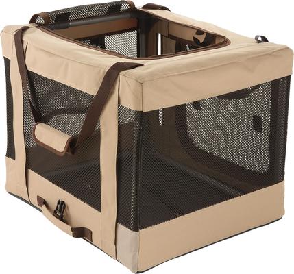 Show full view: Richell Foldable Travel 3-Way Collapsible Soft-Sided Dog & Cat Crate, Tan, Small slide 5 of 11