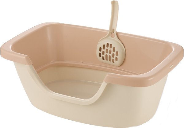 Show full view: Richell Paw Trax Adjustable Entry Cat Litter Box, Pastel Brown slide 1 of 2