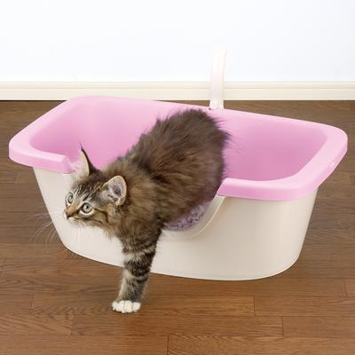 Show full view: Richell Paw Trax Adjustable Entry Cat Litter Box, Pastel Pink slide 8 of 10