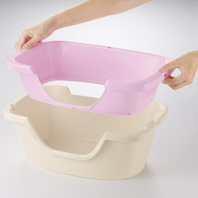 Show full view: Richell Paw Trax Adjustable Entry Cat Litter Box, Pastel Pink slide 9 of 10