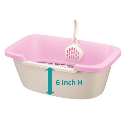Show full view: Richell Paw Trax Adjustable Entry Cat Litter Box, Pastel Pink slide 7 of 10