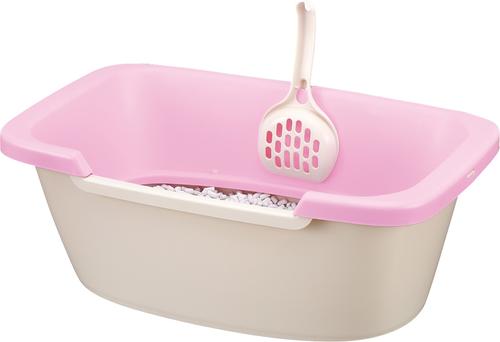 Show full view: Richell Paw Trax Adjustable Entry Cat Litter Box, Pastel Pink slide 5 of 10