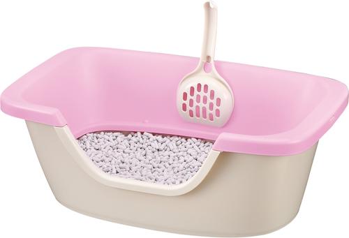 Show full view: Richell Paw Trax Adjustable Entry Cat Litter Box, Pastel Pink slide 4 of 10