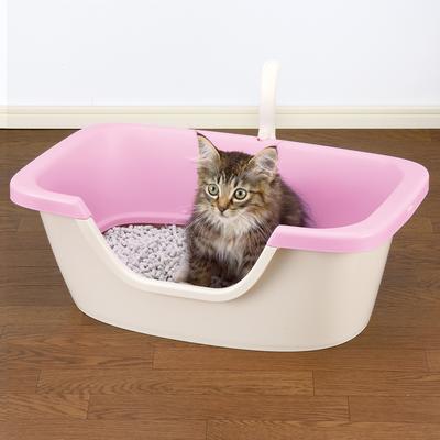 Show full view: Richell Paw Trax Adjustable Entry Cat Litter Box, Pastel Pink slide 2 of 10