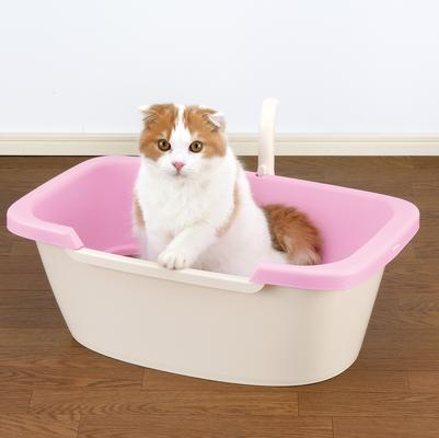 Show full view: Richell Paw Trax Adjustable Entry Cat Litter Box, Pastel Pink slide 3 of 10