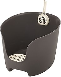 Richell PAW TRAX High Wall Cat Litter Box, Brown