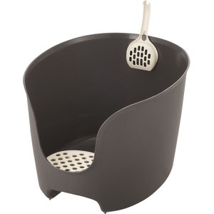 Richell PAW TRAX High Wall Cat Litter Box, Brown
