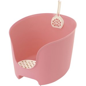 Richell PAW TRAX High Wall Cat Litter Box, Salmon Pink