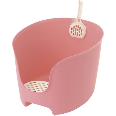 Richell Richell PAW TRAX High Wall Cat Litter Box, Salmon Pink