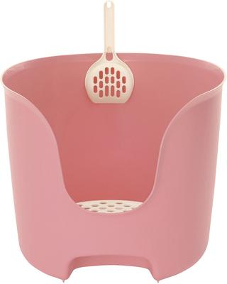 Show full view: Richell PAW TRAX High Wall Cat Litter Box, Salmon Pink slide 2 of 4