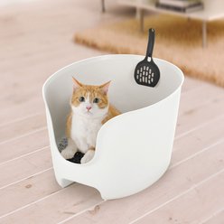 Richell PAW TRAX High Wall Cat Litter Box, White & Black slide 2 of 4