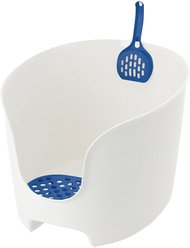 Richell PAW TRAX High Wall Cat Litter Box, White/Blue slide 2 of 3