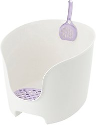 Richell PAW TRAX High Wall Cat Litter Box. White/Lavander