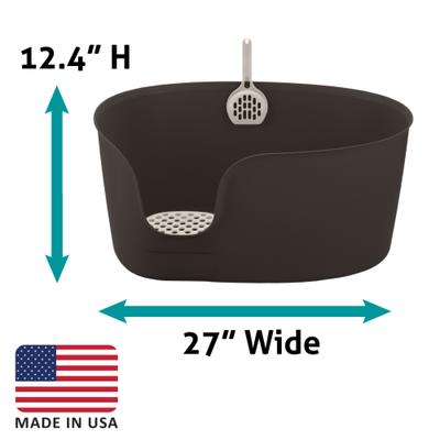 Show full view: Richell PAW TRAX High Wall Cat Litter Box, X-Large, Brown slide 3 of 5