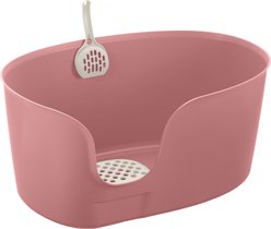 Richell PAW TRAX High Wall Cat Litter Box, X-Large, Salmon Pink
