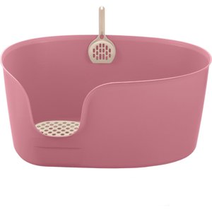 Richell PAW TRAX High Wall Cat Litter Box, X-Large, Salmon Pink
