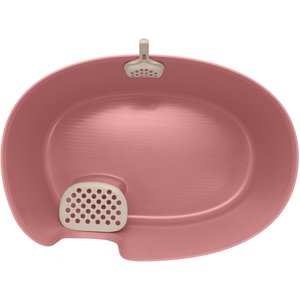 Richell PAW TRAX High Wall Cat Litter Box, X-Large, Salmon Pink