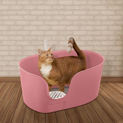 Show full view: Richell PAW TRAX High Wall Cat Litter Box, X-Large, Salmon Pink slide 4 of 7