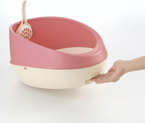 Show full view: Richell PAW TRAX Rimmed Cat Litter Pan, Salmon Pink slide 4 of 5