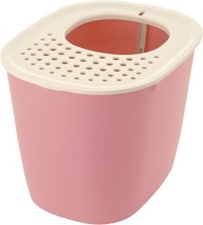 Richell PAW TRAX Top Entry Cat Litter Box, Salmon Pink