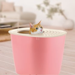Richell PAW TRAX Top Entry Cat Litter Box, Salmon Pink slide 2 of 2