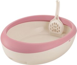 Richell PAW TRAX Top Open Cat Litter Pan, Salmon Pink