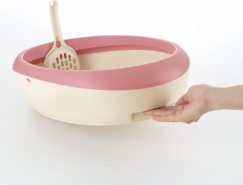 Show full view: Richell PAW TRAX Top Open Cat Litter Pan, Salmon Pink slide 2 of 2