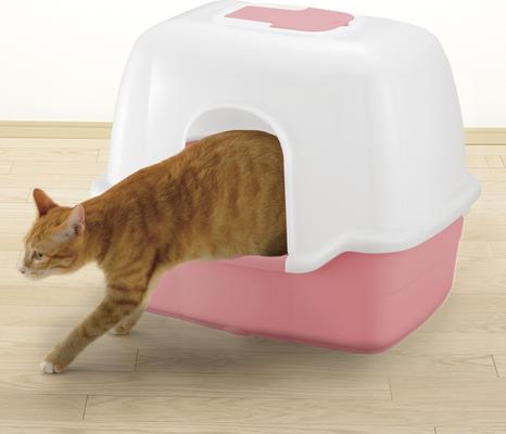 Show full view: Richell Paw Trax Wide Hooded Cat Litter Box, Pink slide 2 of 8