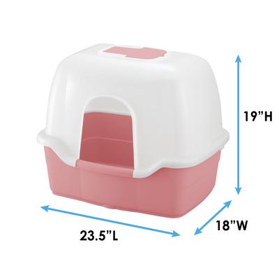 Show full view: Richell Paw Trax Wide Hooded Cat Litter Box, Pink slide 3 of 8