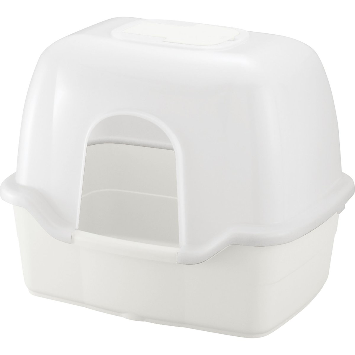 Richell Paw Trax Wide Hooded Cat Litter Box, White