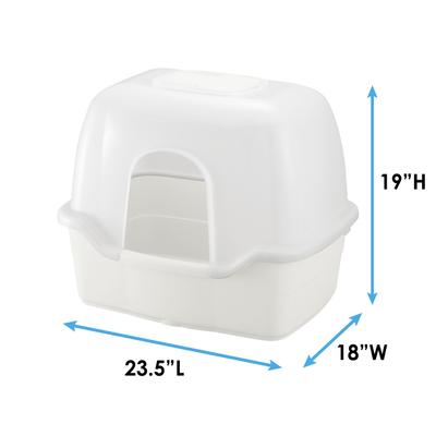 Show full view: Richell Paw Trax Wide Hooded Cat Litter Box, White slide 4 of 8