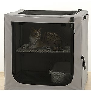 Richell Portable Folding Travel Cat Condo, Gray