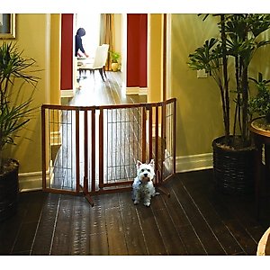 Richell Premium Plus Freestanding Dog Gate, Brown