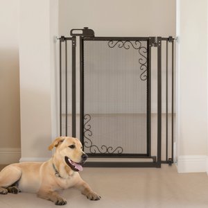 Richell Tall One-Touch Metal Mesh Dog Gate, Antique Bronze