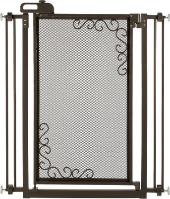 Show full view: Richell Tall One-Touch Metal Mesh Dog Gate, Antique Bronze slide 2 of 3