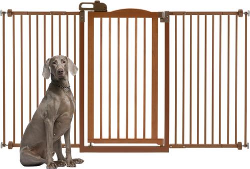 Show full view: Richell Tall One-Touch Wide Dog Gate II, Brown slide 4 of 6