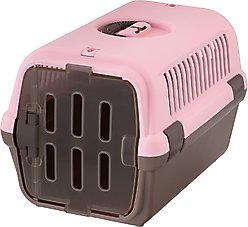 Richell Travel Cat & Dog Carrier, Pink/Brown, Medium 