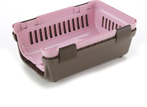 Show full view: Richell Travel Cat & Dog Carrier, Pink/Brown, Medium  slide 3 of 4