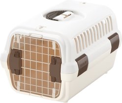 Richell Traveler Dog & Cat Carrier, White & Beige, Small