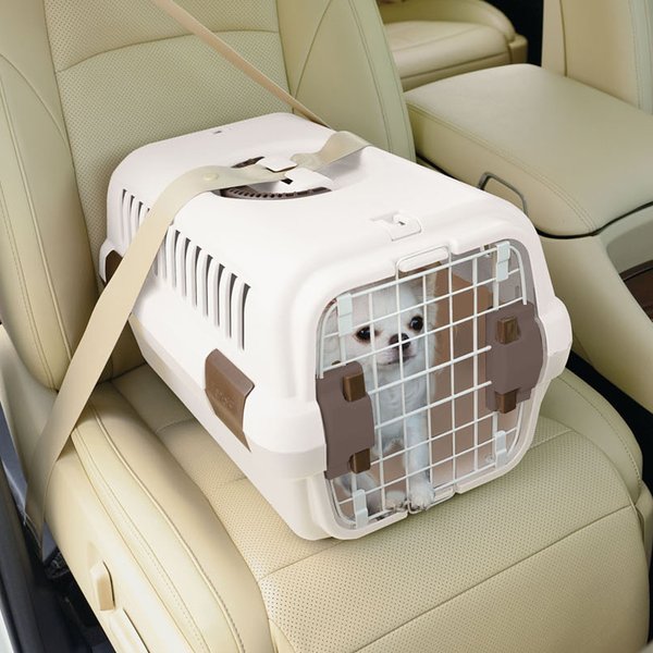 Show full view: Richell Traveler Dog & Cat Carrier, White & Beige, Small slide 3 of 4
