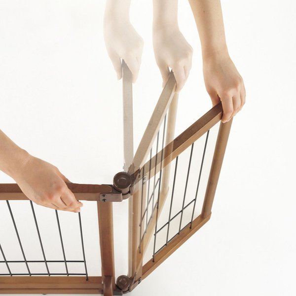 Richell Wide Premium Plus Mini Wood Freestanding Dog Gate, 24-in