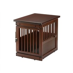 Richell Wooden End Table Dog Crate, Dark Brown, Small