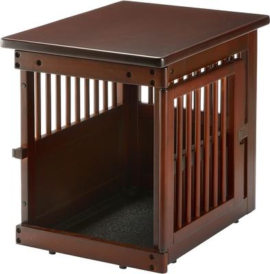 Show full view: Richell Wooden End Table Dog Crate, Dark Brown, Small slide 3 of 5